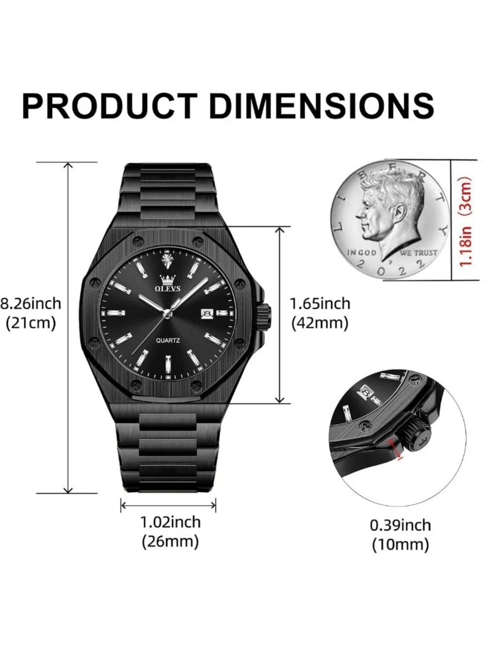Luxury Octagonal Men's Dress Watch - Stainless Steel, Quartz Analog, Luminous